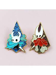 1/2pcs Hollow Knight Game Cartoon Metal Brooch, Creative Character Fashion Versatile Bag Accessory Badge - Multicolor - View 3