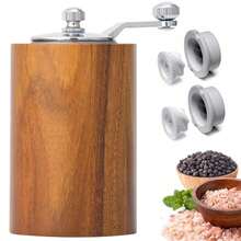 Moulin à sel et poivre en bois d'acacia, meulage en céramique durable, moulins à poivre classiques à secousse manuelle pour la cuisine, broyeur polyvalent avec poignée, moulin à épices réglable manuellement pour la cenelle, le poivre, le sel de mer, le poivre noir, les épices, ustensile de cuisine