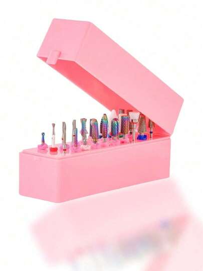 1pc 30-Hole Nail Drill Bit Holder, Dust-Proof Nail Salon Storage Display Box, Manicure Tool Case, Suitable For Nail Drill Bits, Durable Nail Grinder Bit Storage Box (Drill Bits Not Included)