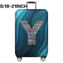 弹性行李箱套旅行箱套，带文字字母印花，适用于 18 至 32 英寸行李保护套，适用于户外旅行商务时尚图形图案，适用于男女旅行配件涤纶行李箱学生返校用品袋，适用于学校配件，行李保护器返校用品大学宿舍学生必备品，适用于男士女士假期旅行必备品户外包，适用于学校配件 - 藍色 - 查看 84