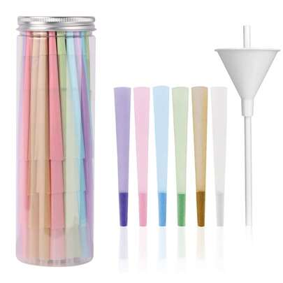 OFFPUFF 100 PACK Colorful Pre Rolled Cones| King Size Rolling Paper Cone With Loader And Packing Sticks
