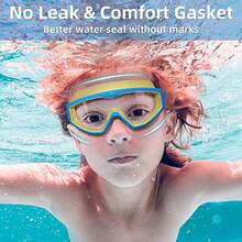 Gafas de natación de montura,Goggles Natacion Niños,antivaho y antirayos,Incluye gafas de natación con tapones para los oídos, gorro de natación y mochila - Niños-Rosa - Ver 5