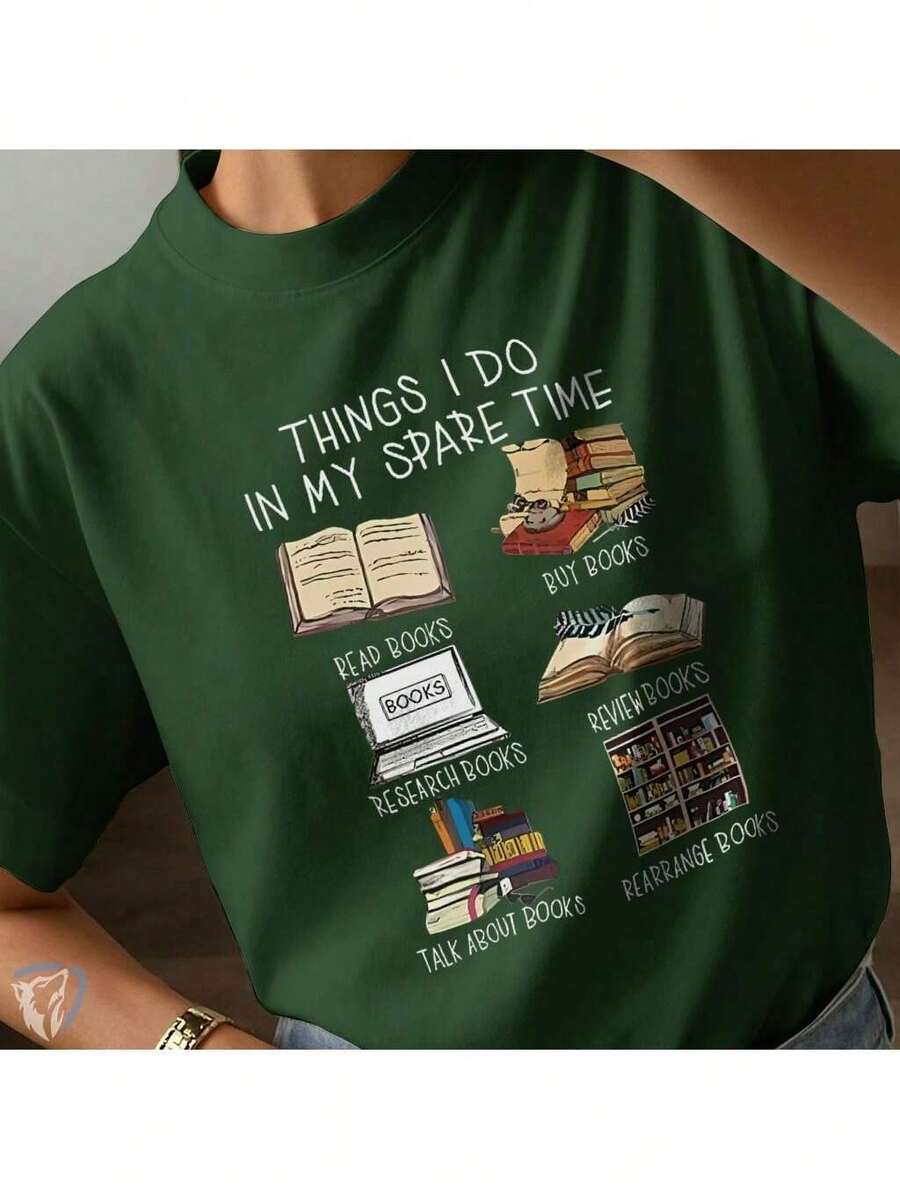 Literary Geek T-Shirt | Creative Fashion For Book And Reading Lovers - 墨綠色 - 查看 1