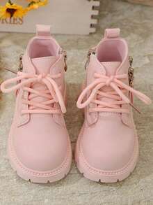 زوج من الأحذية القصيرة للبنات، بوت أطفال مسطحة جديدة للخريف/الشتاء، بوت كاحل متوسطة للأطفال، بوت أميرة للبنات، بوت قاع ناعمة للرضع، أنيقة ومتعددة الاستخدامات