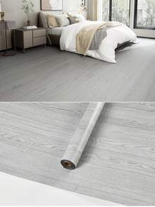 1 pieza de 40cm*300cm*0.15cm Rollo de adhesivo de piso con estampado de grano de madera gris, impermeable y antideslizante, removible, adecuado para baño, sala de estar, dormitorio, cocina, caravana, tamaño: 15.75*118 pulgadas Decoración de habitación, decoración del hogar, decoración de pared, decoración de baño, decoración de dormitorio, decoración de habitación, decoración de sala de estar, decoración de la casa, papel tapiz de sala de estar, papel tapiz, baldosas de piso, pisos, baldosas de piso autoadhesivas, baldosas de piso despegables y adheribles