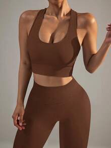 Yefecy 瑜伽健身套装无缝运动文胸和塑身高腰紧身裤