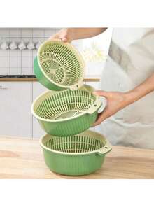 2/6 Vegetable Drainage Baskets, Plastic Vegetable Washing Baskets, Household Thickened Fruit Tray, Living Room Coffee Table, Drainage Basket, Kitchen Round Vegetable Washing Basin