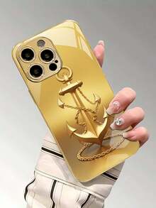 优质电镀金色玻璃手机壳，采用锚设计，适用于 17 Air/17 Pro Max、16/16 Pro/16 Pro Max/16 Plus、15/15 Plus/15 Pro/15 Pro Max、14/14 Plus/14 Pro/14 Pro Max、13/13 Pro/13 Pro Max、12/12 Pro/12 Pro Max、11/11 Pro/11 Pro Max、XR/Xs/Xs Max、全覆盖玻璃保护壳、手机配件