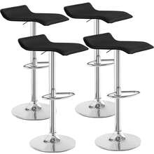 VECELO Bar Stools Set Of 4, Modern PU Leather Adjustable Bar Stools With Back, 360° Swivel Bar Height Stools For Kitchen Counter Island - No Stripes - View 14