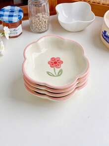 4 件/1 件可爱粉色花朵陶瓷蘸酱碟、饺子和火锅盘、酱油、芥末、番茄酱调味碟，适用于厨房、餐厅、酒店 - 彩色 - 查看 10