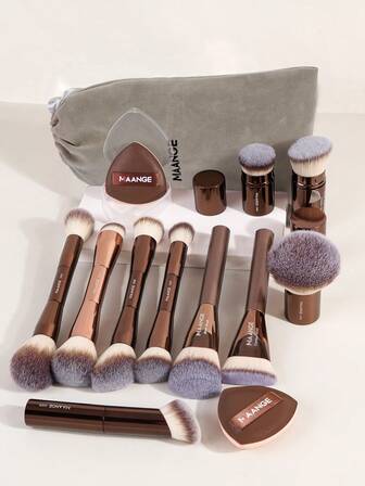 MAANGE 1/13/30 piezas Juego de Brochas de Maquillaje Profesionales que incluye: Juego de Brochas de Maquillaje Facial + Bolsa de Almacenamiento + Esponja de Cojín de Aire Brocha de Base Brocha de Rubor Brocha de Polvo Suelto Brocha de Contorneado Brocha de Iluminación Brocha de Corrector Brocha de Sombra de Nariz, Regalo para Mujeres y Niñas, Juego de Brochas de Maquillaje de Viaje