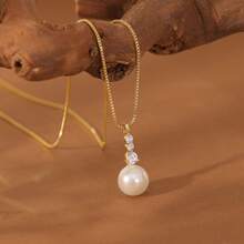 Pearl Necklaces For Women, 14K Gold Plated Simple Pearls Charm Necklace Dainty Pearl Pendant Necklace Pearls Choker Necklaces For Woman Cute Wedding Bridal Prom Necklace Gold Jewelry Non Tarnish - Gold - View 6