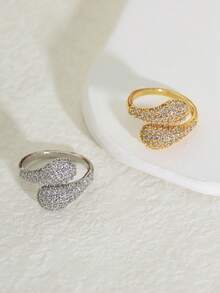 خاتم قطرة ماء مطلي بالذهب عيار 18 قيراط مرصع بأحجار الزركونيا، مناسب للنساء للاستخدام اليومي والمناسبات والأعياد والسفر كهدية