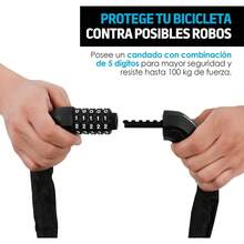 Candado de Combinación para Bicicleta Ultra Resistente con Recubrimiento de Tela, Resistente al Agua, Acero Reforzado, Cadena con Combinación de 5 Dígitos, Hasta 100 Kg de Fuerza, (99.5 cms) - 1 - Ver 9