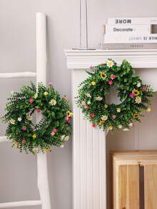 1/2 pièces Couronnes artificielles colorées, couronnes d'eucalyptus, couronnes de marguerites, plantes artificielles, fleurs artificielles, vert, matériau en PE. Convient pour la décoration des dortoirs d'école, des bureaux, des rassemblements extérieurs, des occasions festives, des fêtes d'anniversaire, des entrées de maison, des halls d'hôtel, des restaurants, des salons, des chambres à coucher, des banquets de mariage, des cuisines, des jardins et des décorations de Noël.