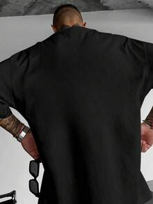 180g Pure Cotton Men's T-Shirt, Y2K Style Angel Cupid Pattern, Regular Version Round Neck Short Sleeves, Suitable For Daily Life And Theme Activities, Comfortable And Breathable, Machine Washable, Suitable For All Seasons, Weekend Style, Street Style, Casual Style, Urban Style, Suitable For Street Enthusiasts - 黑色 - 查看 3