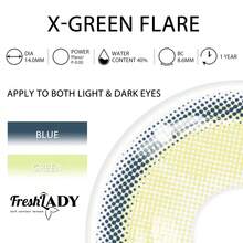 FRESH LADY Freshlady 自然色美瞳 X-棕色绿光 14.00mm 彩色隐形眼镜 1年抛型 - 綠色 - 查看 11