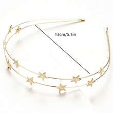 1pc Elegant Sweet Headband, Double Row Five-Pointed Star Delicate Minimalist Chic Hair Clip, Versatile Thin Headband Hair Accessory, Head Piece, Hair Band, Hair Hoop