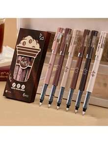 6 chiếc/hộp bút bi mực lỏng khô nhanh 0,5mm, thích hợp để viết, văn phòng phẩm và trường học, bộ bút màu đen trở lại trường học - Chiều 6 cái/hộp - Xem 9