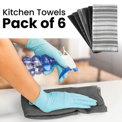 6-Pack Kitchen Towel Set (16"X26") – Lux Decor Collection 100% Cotton Soft & Absorbent Quick-Dry Dish Towels – Durable & Reusable For Everyday Kitchen Cleaning – Ideal For Home Decor, Back To School, Graduation Gifts, Summer Update, Halloween Home Decor, Halloween Home Decor