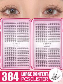 384pcs/Set, 32 Rows, C0.07C, Natural Appearance Lash Cluster Whispy DIY Sunflower Eyelash Book, 4pcs Set, Lash Extension, Natural Cluster Cartoon Lashes Suitable For Party, Gift For Women And Girls - D - 查看 9