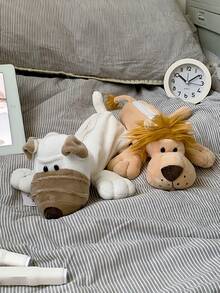 1个丛林动物卡通毛绒玩偶可爱填充动物铅笔盒，萌萌的小狗小礼物，生日派对小礼物，收纳袋，文具包