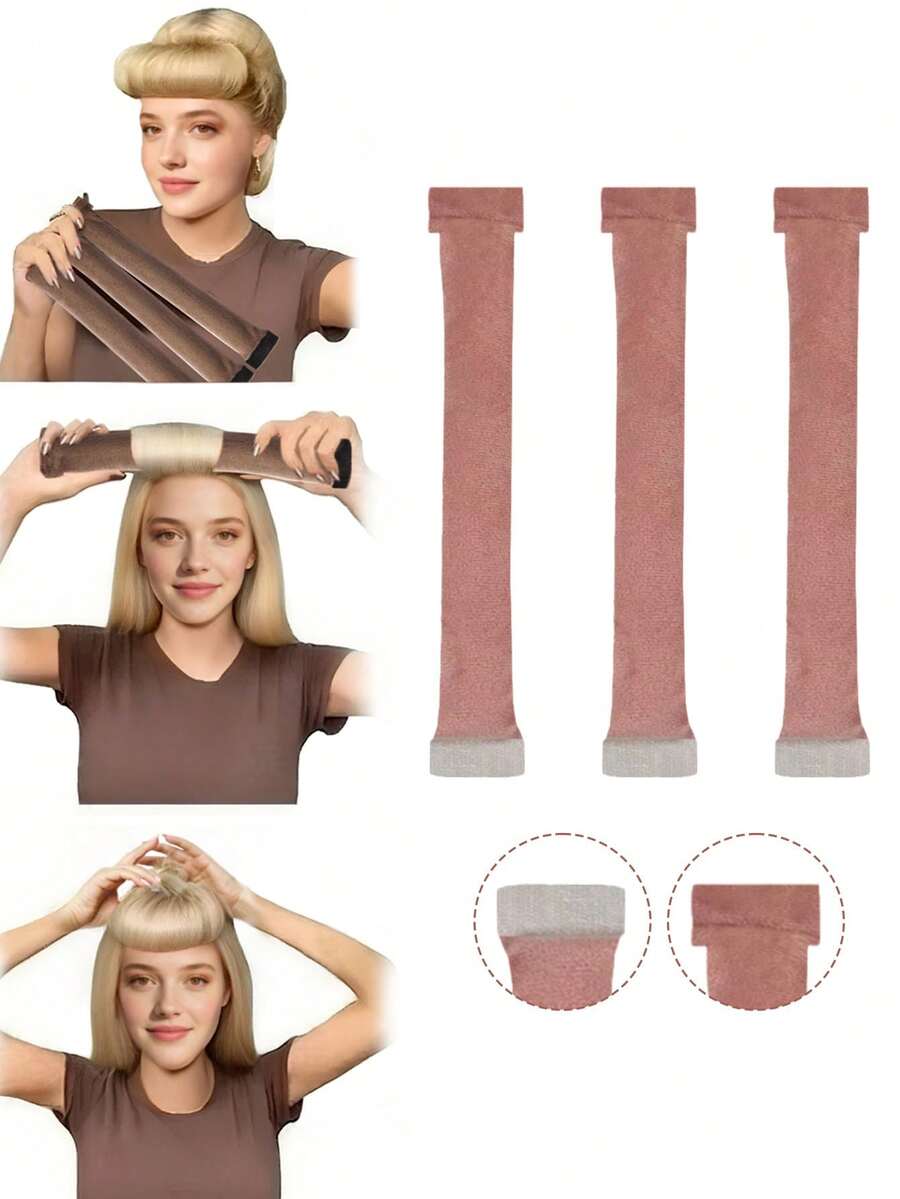 3 件隔夜无热卷发器吹风棒特大号、无热卷发天鹅绒特大号弹性卷发棒（适合睡眠）、柔软法兰绒包裹无热卷发棒（适合所有发质）、无需加热隔夜睡眠卷发造型工具（3 根卷发棒）、美发套装、美发工具套装、美发工具 - 彩色 - 查看 1