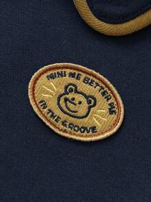 mini bala Kids College Style Baseball Jacket Soft Comfortable Loose Fit Fall Top - Dark Blue - View 7