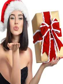 1pc,Christmas Ribbon With White Tassel Edge, DIY Bowknot , New Year Winter Valentine'S Day Gift Wrapping, Wreath For Christmas Halloween Thanksgiving New Year Universal, Can Be Used Daily