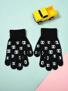 冬季运动主题亚克力耳套和手套套装，针织编织耳罩，适合户外活动，男女通用寒冷天气装备 - 耳罩+手套 - 查看 4