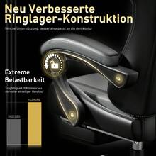HLONONE Gaming Chair With Massage Function, Ergonomic Gamer Chair, Racing Gaming Chair With Footrest, Headrest And Massage Lumbar Cushion, Padded PC Chair, 150 Kg Load Capacity - 黑灰 - 查看 5