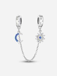 1 件 925 纯银太阳、月亮和星星安全链，适合手链 DIY 女士珠宝 - 銀色 - 查看 13