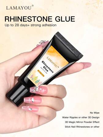 30g 美甲水钻胶，超强水钻凝胶美甲胶，适用于 3D 美甲珠子贴纸宝石水晶钻石艺术珠宝 3D 装饰工具，固化后需要