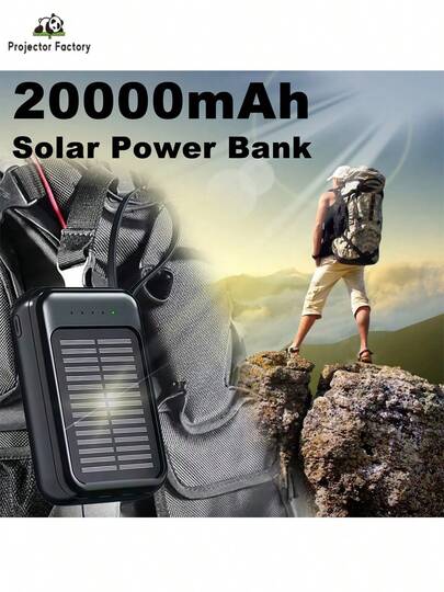 LIPETY Solar Power-Bank Portable Charger- - 20000mAh Portable External Backup Battery Charger Built-In Dual USB And Flashlight For All Phone And Electronic Devices,For Summer Holiday Outdoor Travel/Camping And Emergency Backup Mobile Poweroutdoorpower Banksolar Power Bank