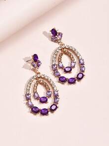 1 Pair New Earrings, Luxury Brand Alloy Rhinestone Earrings