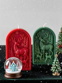 1 pièce Moule en silicone pour décoration de Noël (design en relief de renne) - Pour bougies d'aromathérapie, savon, gypse, artisanat en résine DIY, réutilisable et facile à démouler et à nettoyer, idéal pour la décoration de la maison (salle de bain/chambre/table à manger) et les cadeaux de Noël