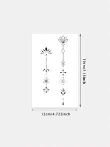 1 片大型半永久性植物临时纹身贴纸，适用于脊柱区域，防水防汗性感背部假纹身，适合女性，持久简约风格脊柱仿真纹身，不反光，易于使用，适用于女性背部、胸部等部位，防水防汗假纹身，派对和音乐节必备 - 黑色 - 查看 2