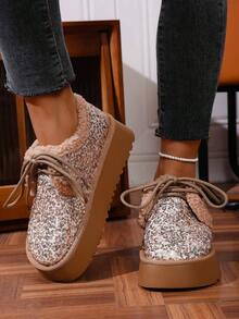 2025 New Women Fashion Flat Comfortable Sequin Hollow Out Shoes For Winter