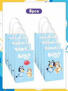 Bluey إمدادات حفلة بموضوع بلوي - هالوين، ، عيد الميلاد والأعياد، أكياس ورقية بشكل كلب، أكياس حلوى، أكياس تسوق، أكياس هدايا عيد الميلاد، أكياس تعبئة الشاي الأزرق، القهوة والمشروبات، أكياس هدايا الحفلات، أكياس تذكارية للحفلات