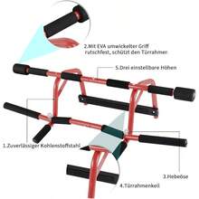 Moorstdel Klimmzugstange tür Türrahmen NoPunch Pull Up Bar mit mehreren Winkel Griff Unterstützung TürrahmenKeil zu verhindern dass Reckstange Indoor aus fallen Mehr für Home Fitness - NegroRojo - Ver 4