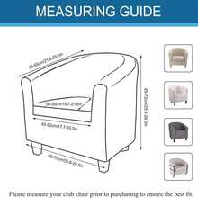 KRFOONN Club Chair Slipcover 2 Piece Stretch Printed Round Barrel Chair Covers Removable Tub Chair Slipcover With Elastic Bottom Chair Coverings Furniture Protector Cover For Living Room, B56