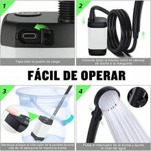 Regadera Portatil Recargable, [Larga Duración] Spopal 6000mAh Regadera Camping Electrica con Pantalla LED, 4 Modos de Pulverización, Ducha Portatil IPX7 Impermeable para Senderismo, Viajes, Coche - blanco - Ver 11