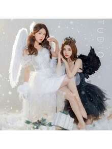 1pc Natural Feather Material White Angel Wings Set, Perfect For Holiday Angel Costume, Photo Shoot, Stage Performance And Cosplay Props (Since It's Made Of Natural Feathers, There May Be Slight Imperfections In The Craftsmanship And Product, Such As Some Dirt, Dust, Glue Marks And Glue Overflow, Which Is Normal) - Multicolor - View 7