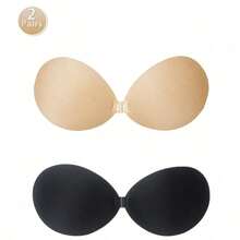 2pairs Invisible Bra Reusable Strapless Front Clasp Invisible Nipple Patches Women Backless Strapless Bra Seamless Self-Adhesive Silicone Nipple Cover Boob Pads Sticker Wedding Dress Lingerie Big Breasts And Small Breasts Are Suitable For No Stuffy Skin And No Curling. - Multicolor - View 13