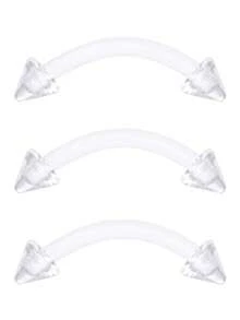 3件套休闲塑料尖刺穿刺饰品套装，男女通用，适合日常通勤；20G鼻钉，16G唇钉，透明穿刺固定器，唇环，眉环，塑料工业杠铃，工业杠铃固定器，耳骨耳环 - 透明 - 查看 13