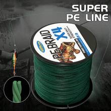 Línea de pesca trenzada de 4 hebras, color verde musgo, material PE, rango de resistencia de 6LB-60LB, empaquetada de forma hermosa, altamente resistente a la abrasión, alta resistencia, ultra suave para pesca con señuelos en agua salada y agua dulce