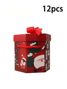 6pcs/12pcs Christmas Gift Box, Candy Box, Dessert & Bread Box, Christmas Eve Apple Food Packaging Box, Apple Packaging Gift Box, Cookie, Nougat, Chocolate Box - Family - View 8