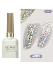 1瓶15毫升反光闪亮粉末水钻凝胶指甲油，牧牛女与织女系列指甲油胶，凝胶指甲油UV凝胶指甲油美甲沙龙指甲油，女士居家DIY指甲油 - 淺灰色 - 查看 9
