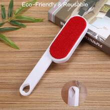 1-Piece Handheld Double-Sided Static Brush - For Cleaning Lint, Dust & Hair From Clothes, Carpets & Sofas | Ergonomic Design | Red & White Fabric