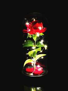 1 đèn hoa hồng LED kèm chao đèn, quà tặng ngày Valentine, hoa giả trang trí phòng, ánh sáng ấm áp, hoa hồng đỏ lá xanh, trang trí nhà cửa (không bao gồm pin), trang trí Giáng sinh. - Nhiều màu - Xem 5